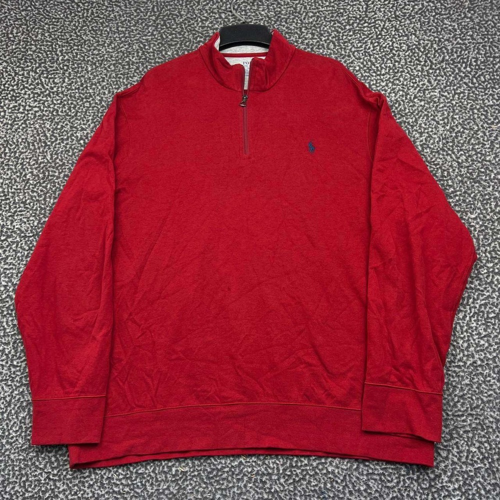 Polo Ralph Lauren Performance Sweatshirt Men XXL Red Quarter Zip Pullover 2XL